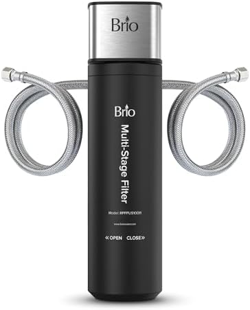 Brio 11" Under Sink Water Filter System for Kitchen & Bathroom Faucet | 3-Stage Single Housing 0.5 Micron Filters PFAS, Chlorine, Lead, Mercury+ | 10,000 Gallons or 2 Years | NSF 42 & 372 Certified by Brio