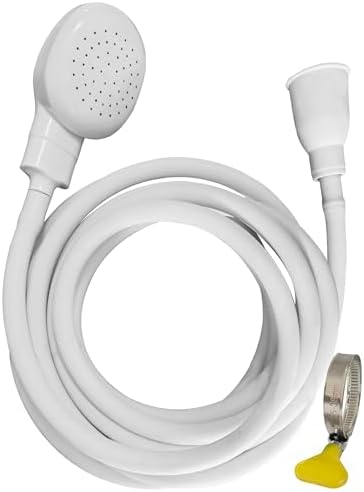 Portable Shampoo Sink Spray Hose, Faucet Attachment with Nozzle for Hair Washing, Baby & Pet Bathing, Vegetable Rinsing, White (White, 5M/16.4FT) by U-BCOO