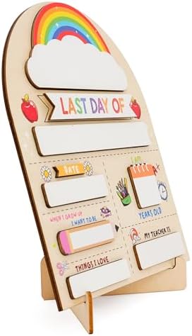 First Day of School Signs, First and Last Day of School Board with Marker, Reusable Back to Class Wooden Chalkboard for Back to School Signs, 1st and Last Days - Image 4
