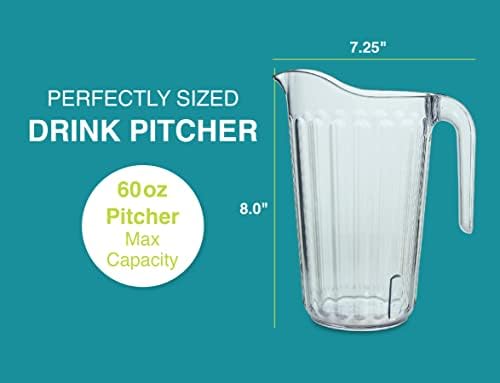 Arrow Clear Plastic Pitcher, 60 oz - Stackable Space-Saving Design - Dishwasher Safe - Ideal for Water, Beer & Juice - BPA Free - Made in USA - Image 6