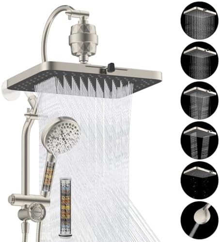 Hibbent 5-spray Dual Filtered Rainfall Shower Head with 10 Spray Handheld by Hibbent