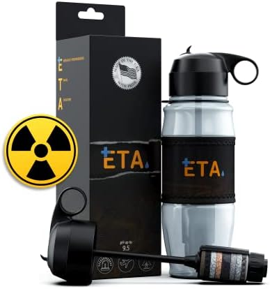 ETA Alkaline Water Filter Bottle for Travel, Camping, Hiking, Backpacking, Emergency, Survival | Removes up to 99.99% of Harmful contaminants, 9.5pH, Protects the Nutrient & Mineral Value, Made in USA by ETALIVING