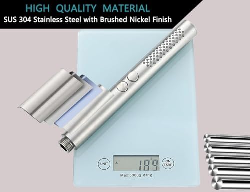 2-in-1 Handheld Shower Head Set with Long Hose – Brushed Nickel - Image 6