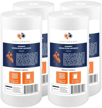Aquaboon 5 Micron 10 x 4.5 Sediment Water Filter Replacement - 4 Pack by Aquaboon
