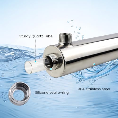 12 GPM Whole House UV Water Filter，uv Light Water Purifier with 1 Extra UV Tube， 55W Ultraviolet Purifier for RO Systems, 3s to Fill a 200ml Water Cup - Image 2