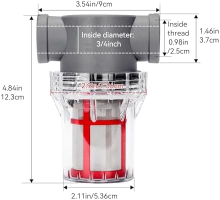 3/4'' Female NPT in-Line Strainer - Garden Hose Filter for High Pressure Washer, Sediment Filter with 200 Mesh Stainless Steel Screen (3/4'' 200 Mesh) - Image 2