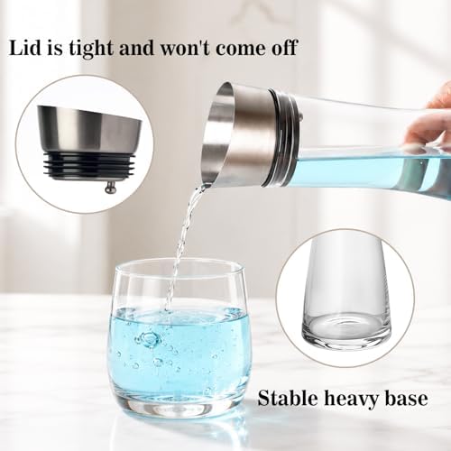 GLASKEY Glass Water Carafe with Lid, 33 oz Glass Water Jug, Dishwasher Safe, Borosilicate Glass Pitcher for Hot and Cold Water, Milk, Coffee and Homemade Drinks - Image 4