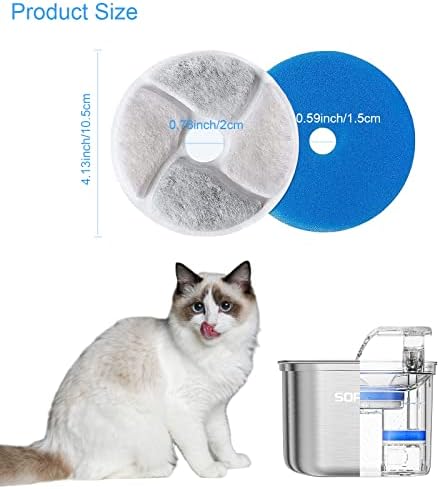 SORON Cat Water Fountain Filters, 4 Packs Replacement Filters for Automatic Pet Fountain, 4.13inch Filters For Cat Water Fountain - Image 2