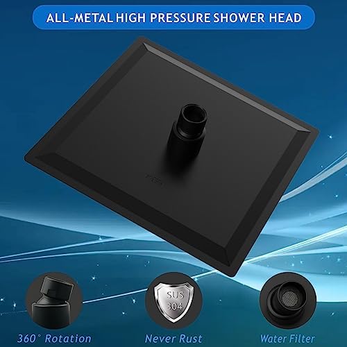 Voolan Rain Shower head, High Pressure Shower Head Made of 304 Stainless Steel, Relaxed Shower Experience Even at Low Water Flow and Pressure (6" Black) - Image 2