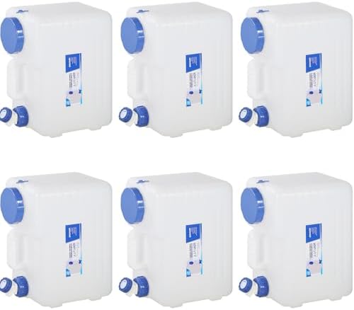 REDCAMP 3.9 Gallon/15L Portable Water Container with Spigot, White 6 Pack by REDCAMP