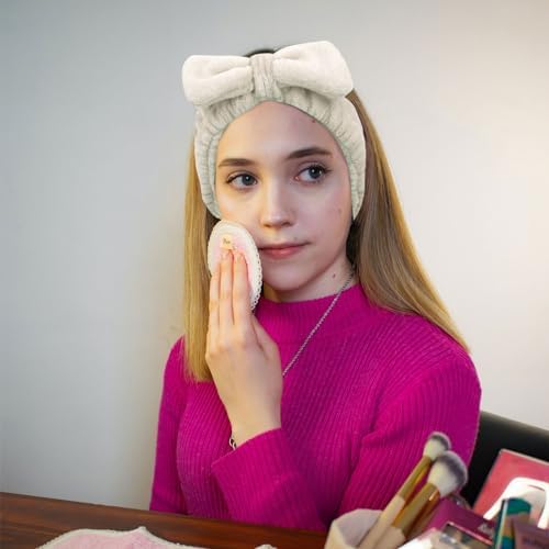 Ondder Spa Terry Cloth Headbands - 8 Pcs Cute Makeup Bow Headbands for Women, Skincare and Face Washing - Image 4