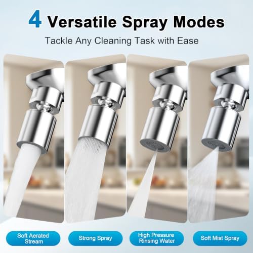 Hibbent NSF/ANSI/CAN 372 Certified 4 Modes Faucet Aerator, Chrome - Image 2