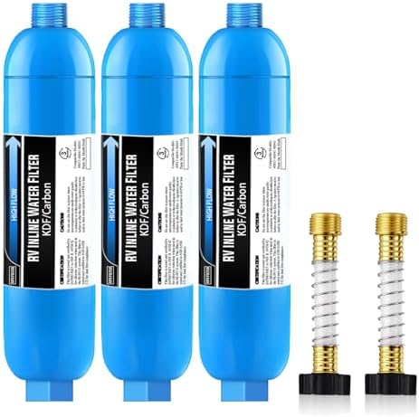 Lifefilter 3 Pack RV/Marine Water Filter with 2 Flexible Hose Protectors by Lifefilter