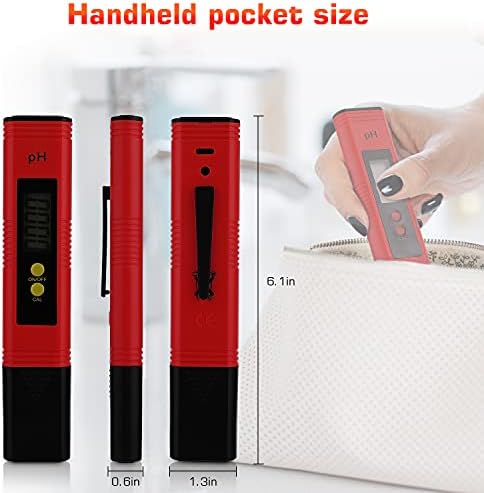 PH Meter for Water Hydroponics Digital PH Tester Pen 0.01 High Accuracy Pocket Size with 0-14 PH Measurement Range for Household Drinking, Pool and Aquarium (1, Red, Normal) - Image 3