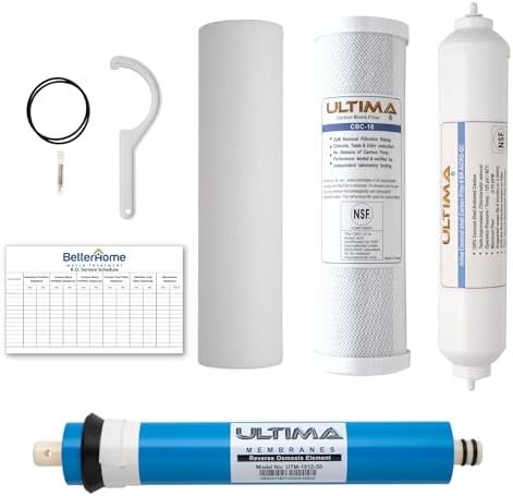 Ultima 4-Stage Reverse Osmosis Universal Under Sink Water Filter Replacement Cartidges with 50 GPD Reverse-Osmosis Membrane and 1 Quick Connect Post Filter by BetterHomeWaterTreatment