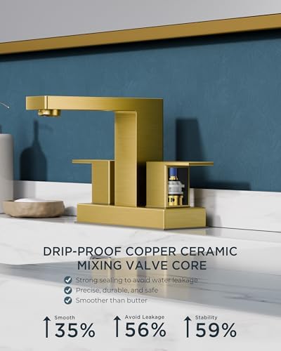FORIOUS Gold Bathroom Faucet Centerset 4 Inch, Gold Vanity Faucet Remodel - Image 5