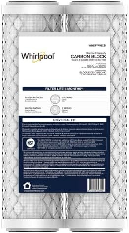 Whirlpool 10" x 2.5" Carbon Block Water Filter WHKF-WHCB, NSF Certified 5 Micron Reduces Chlorine and Sediment, 6-Month Life, CTO Replacement Cartridge Fits Home Filter Housing, Reverse Osmosis System by Unknown
