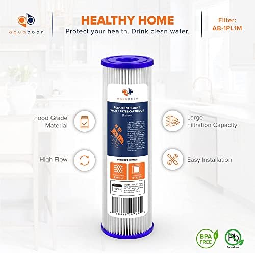 Aquaboon Pleated Sediment Filter 1 Micron 10 x 2.5 Water Filter 4-Pack - Image 4