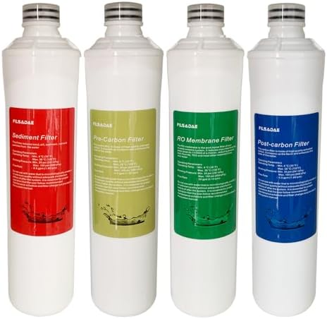 Quick-Change Push Button Water Filter Set, Replacement for Premier RO Pure&Zero Pure Reverse Osmosis System - 4-Pack Filtration kit, BUT DOES NOT Fit Watts Kwik-Change RO System by FILSADAE