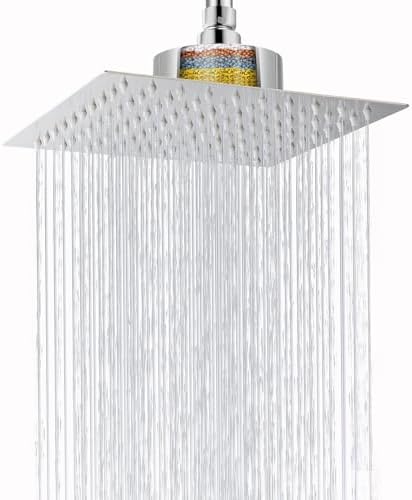 High Pressure Rain Shower Head with Filtered - 8" All Metal Square Showerhead Filter for Remove Chlorine and Harmful Substances, Chrome by NuodanLuxuryShowerSystems