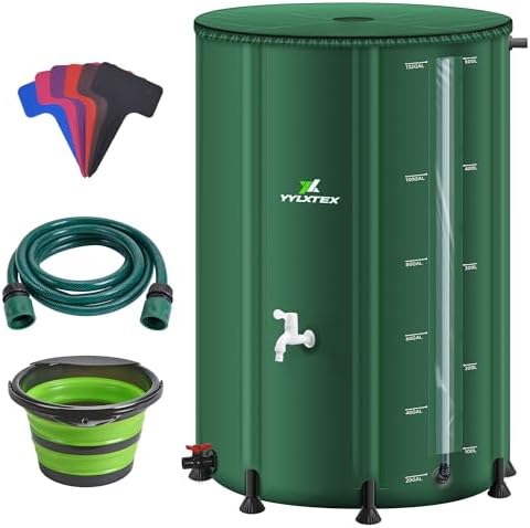 132 Gallon/500L Collapsible RainWater Collection Barrel,Water Tank&Reinforced with 2mm Frame Portable Rain Catcher,Includes Quick-Connect Tap&Sprinkler,Heavy Duty 0.6mm PVC for Long-Lasting Use,Green by Unknown