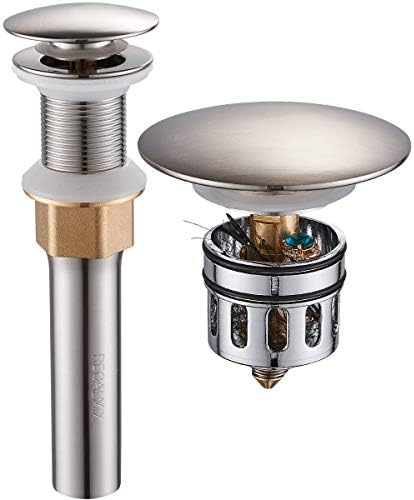 REGALMIX Bathroom Sink Drain, Vessel Sink Pop Up Drain,Built-in Anti-Clogging Strainer, Sink Drain Assembly Without Overflow Brushed Nickel,(1-1/2" to 1-3/4") RWF082B by REGALMIX