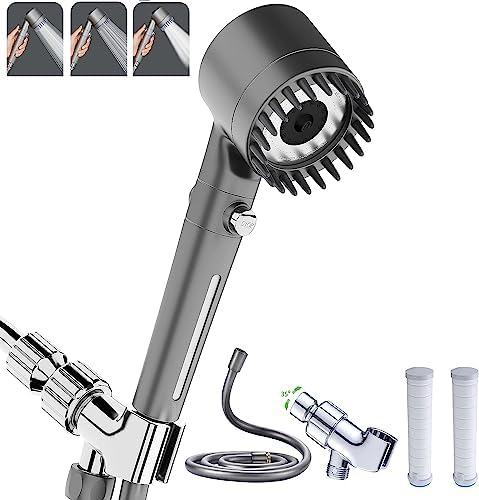 Shower Head with Handheld, Shower Heads High Pressure, High Flow Even with Low Water Pressure-Hand Held Showerhead Set,3 Modes Filtered Showerhead with 59″Replacement Hose/Bracket/Cotton Filters by xianshengle