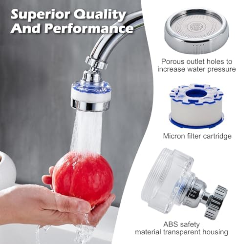 8 Pcs Sink Water Filter Faucet Set, 360 ° Rotating Bathroom Sink Filter, Kitchen Sink Faucet Water Filter Removes Chlorine Fluoride Hard Water Faucet Extender for Home Kitchen & Bathroom - Image 7
