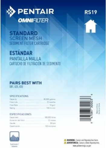 Pentair OMNIFilter RS19 Sediment Water Filter, 10-Inch, Standard Whole House Screen Mesh Sediment Replacement Cartridge, 10" x 2.5", 150 Micron, White - Image 4