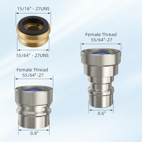 2 PCS Metal Portable Dishwasher Faucet Adapter with Aerator, Brushed Nickel - Image 5