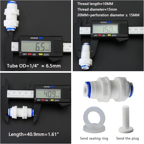 1/4" Push-Fit Bulkhead Fitting for RO Water Systems, 3 Pcs - Image 4