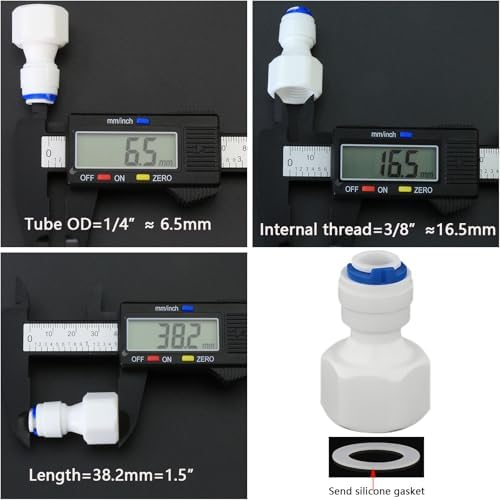 3/8"F to 1/4" Tube Push-Fit Adapter, 5 Pcs - Image 3