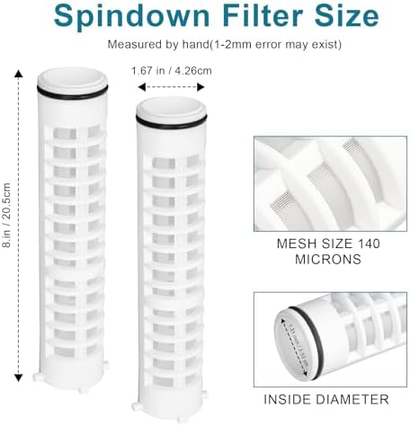 1-1/2 Inch 140 Mesh Spin Down Sediment Filters for Rusco Vu Flow, 1.5 Inch Sprinkler Filter Screen, Well Water Pump Filter, Irrigation Spindown Filters 8" Long (FS-1-1-2-140) - 2 Pack - Image 3