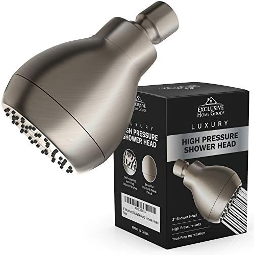 High Pressure Shower Head - Powerful Deluxe Bathroom Showerhead with Strong Spray Stream and Small Silicone Nozzles - Universal Fit Works with High and Low Water Flow Showers (Brushed Nickel)-1.8 GPM - Image 7