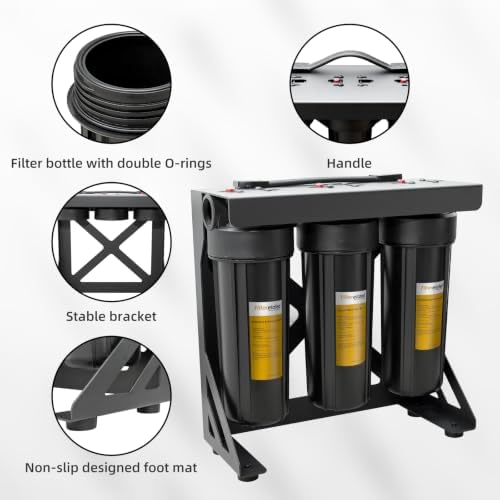 Filterelated Upgraded 3-Stage RV Water Filter with Bracket, PP+Polyphosphate, Carbon Block & 0.01μm UF, 3/4" Brass Fittings, Reduces Sediment, Chlorine, Metals & Odors for Camper, Boat, Garden - Image 2