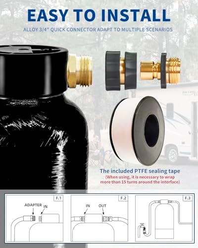 Filterelated RV Water Softener, 16000 Grain Portable, 3/4 Brass Fitting - Image 5