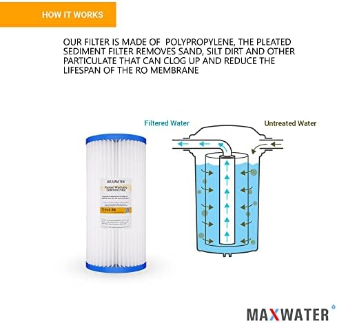 Max Water 10 Micron 10 x 4.5 Pleated Sediment Water Filter, Washable Replacement Cartridge for 10" BB Whole House Systems Compatible with R50-BBSA, FXHSC, WFHDC3001, W50PEHD, GXWH40L (4 Pack) - Image 4
