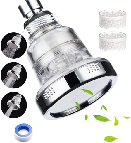 IHAO 2 in 1 Vitamin C Filtered Fixed Shower Head High Pressure Purifying Hard Water Softener Chlorine Flouride Filter Multi Modes Changeable Showerhead Fresh Dry Skin & Hair Loss by IHAO