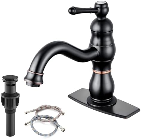 gotonovo Bathroom Faucet 1 Hole Vintage,Oil Rubbed Bronze,7.1” Spout Reach by HOME