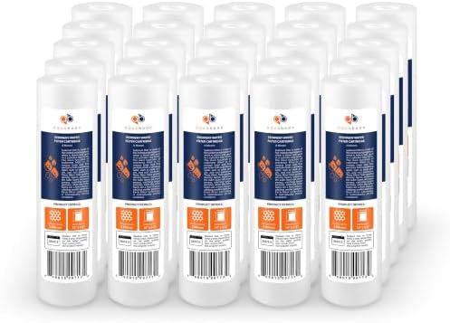 Aquaboon 5 Micron 10 x 2.5 Sediment Filter - Whole House Water Filter Replacement Compatible with Well Water Filters - P5, AP110, WHKF-GD05, 25-Pack by Aquaboon