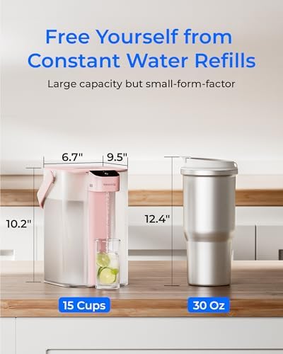 Waterdrop ED01P Electric Water Filter Pitcher, NSF/ANSI 42&53&401&372, Pink - Image 7