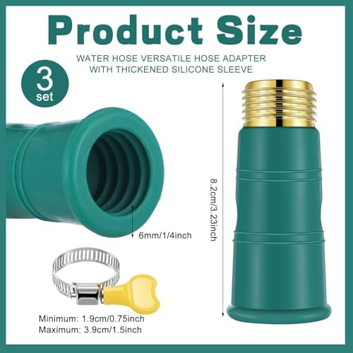3 Set Universal Faucet Hose Adapter with Clamps Fit 3/4" Connector - Image 2