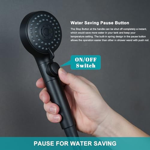 GwernKB Handheld Black Shower Head with Hose and On Off Switch,Water Saving - Image 2