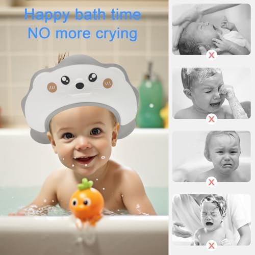 Baby Shower Cap, Baby Shower Cap Shield, Shower Cap for Kids, Visor Hat for Eye and Ear Protection for 0-9 Years Old Children, Cute Sea Lion shape Makes the Baby Bath More Fun (White) - Image 3