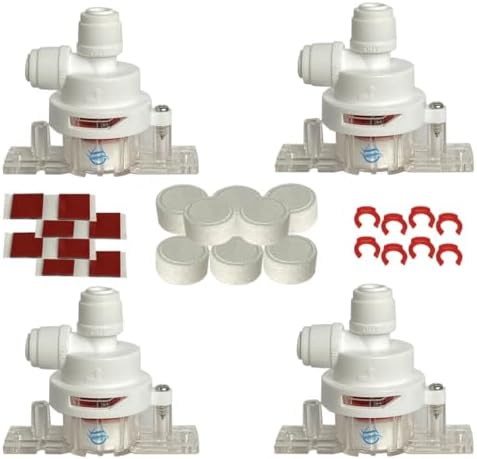 Leak Stop Valve, Individually Packed, Water Guard+ Water Leak Protection Valve, For Reverse Osmosis, Under Sink, or 1/4" Plumbed System, Mechanical Auto Shut Off Device in The Event of A Leak (4 Pack) by FiltrationWarehouse