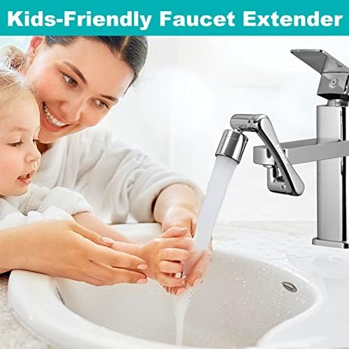 Spurtar 1440° Sink Faucet Extender, Faucet Aerator with Filter Swivel Silver Faucet Attachment, Multifunctional Rotatable Single Mode Fit for Bathroom Kitchen Tap G 1/2", 55/64",15/16" - Image 3