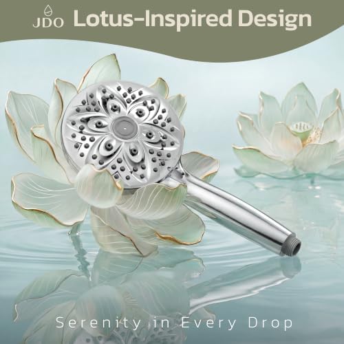 JDO High‑Pressure 6‑Setting Handheld Shower Head, 4.7 Inch Chrome Premium - Image 2