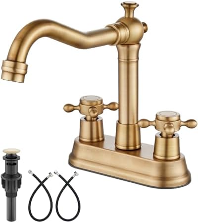 Aolemi 4 Inch Centerset Bathroom Sink Faucet 2 Handle Antique Brass by Aolemi