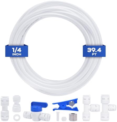 Refrigerator Water Line Kit, CNAODUN Ice Maker Water Line Kit with 1/4" OD 39.4ft Water Line Reverse Osmosis Quick Connect Fittings Push To Connect Water Tube Fittings for Fridge Ice Maker by CNAODUN