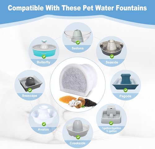 20 Pcs Cat Water Fountain Filters Replacment Compatible with PetSafe Drinkwell Fountains, 10 Replacement Carbon Filters & 10 Replacement Sponges Foam Filter Compatible with PetSafe Water Fountain - Image 5